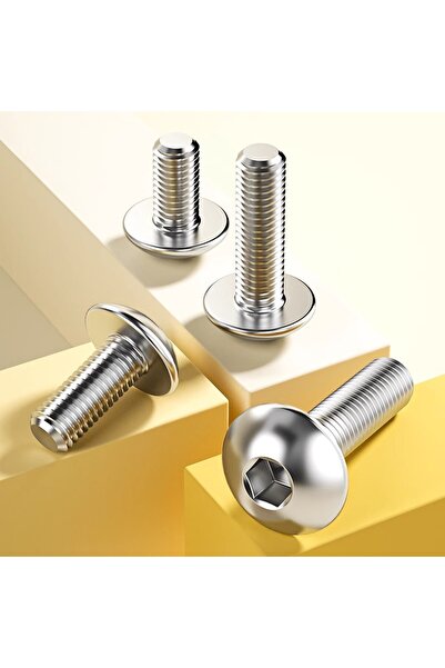 Choice5 10 قطع من براغي سداسية داخلية كبيرة برأس دائري مسطح من الفولاذ المقاو...