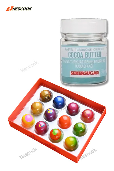 ŞEKER & SUGAR Pastel Mavi Renklendirilmiş Kakao Yağı 30g / Bonbon Çikolata - ...