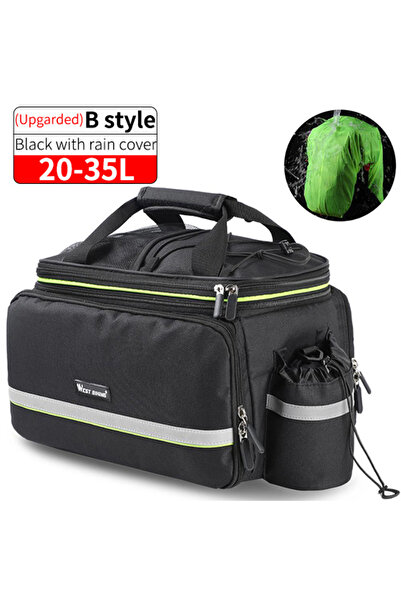 Choice حقيبة صندوق دراجة هوائية مقاومة للماء 3 في 1 من ويست بايكينج، حقيبة دراجة جبلية، حقيبة دراجة طريق، حقيبة سفر كبيرة الحجم، سوداء اللون