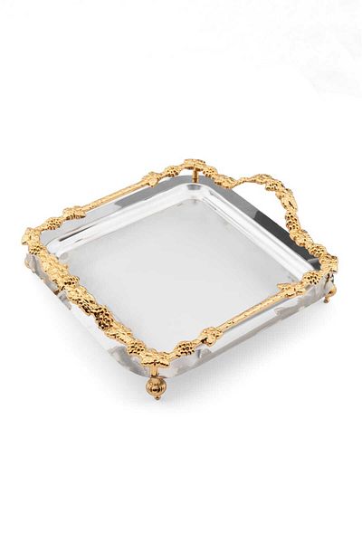 SEVA ÇELİK Stainless Steel Framed Presentation Service Catering Promise Ring Tray with Accessories Decorative Stylish Appearance