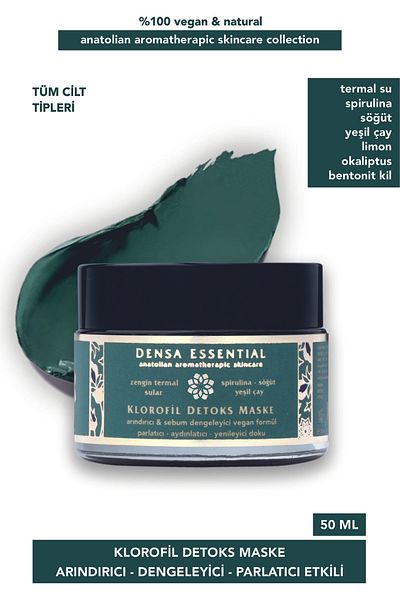 Densa Essential 50 ml Chlorefil Detox Mask - Purifying and Sebum Balancing Для Acne/Blackhead/Komedon/Eye Breath Dope