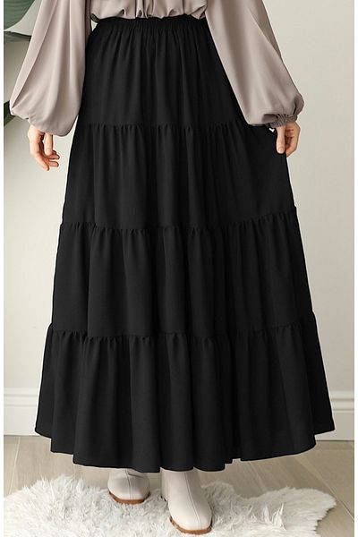 suhneva Black Ruffle Skirt