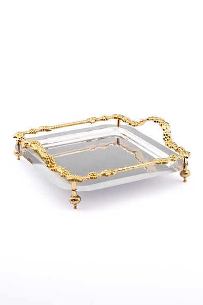 SEVA ÇELİK Stainless Steel Framed Presentation Service Catering Promise Ring Tray with Accessories Decorative Stylish Appearance