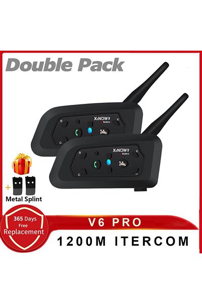 Choice Double Pack XINOWY V6 PRO Motorcycle Bluetooth Helmet Intercom Headset 1200M Interphone Communicator