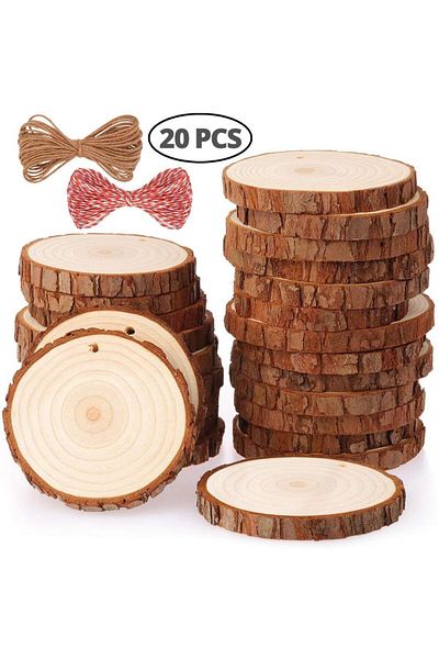 Choice 5-6cm 1cm 10PCS Natural Wood Slices Craft Wood Kit with Hole Wooden Circles Tree Slices for Arts and