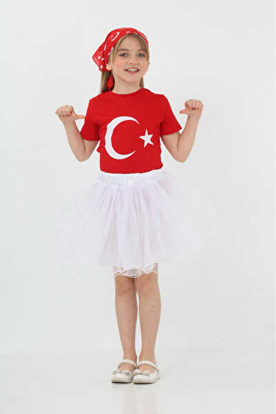 YCN TEKSTİL بدلة سفلية بناتي تي شيرت تنورة 23 أبريل