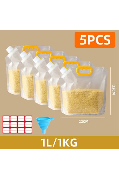 Choice 5PCS 1L 5Pcs Grains Sealed Bag Cereal Containers Moisture-Proof And Insect-Proof Transparent Food Gr