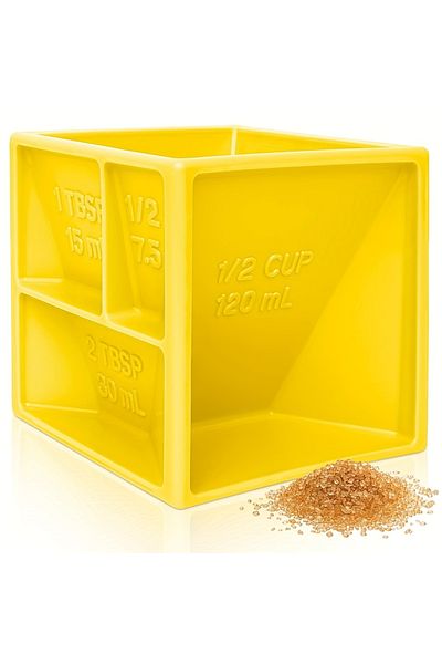 Choice Yellow 1pc Multi Measuring Cube Cup For Cooking And Baking, Helps With Organization And Reduce Clutt