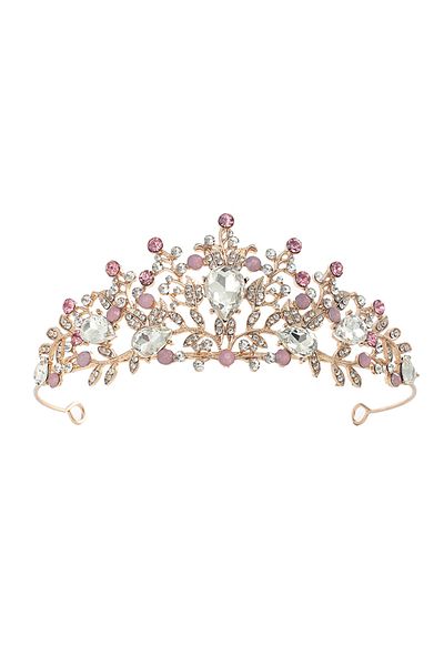 Choice Headbands Pink Gold-color Crystal Wedding Tiara for Women,Royal Queen Crown,Rhinestone Princess Tiar
