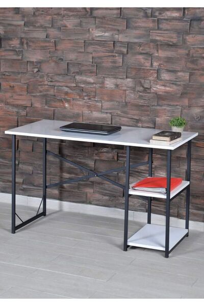net mobilya 56x117Cm 2 Raflı Çalışma Masası Bilgisayar Masası Ofis Ders Yemek...
