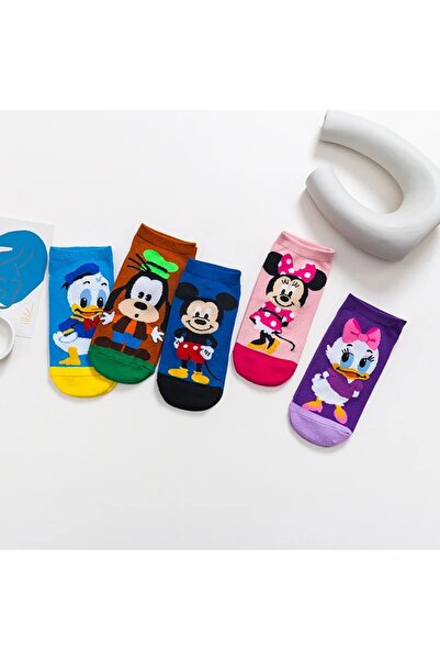 Miniso A 5 Pairs Summer Kawaii Disney Cotton Socks Stitch Mickey Minnie Daisy...