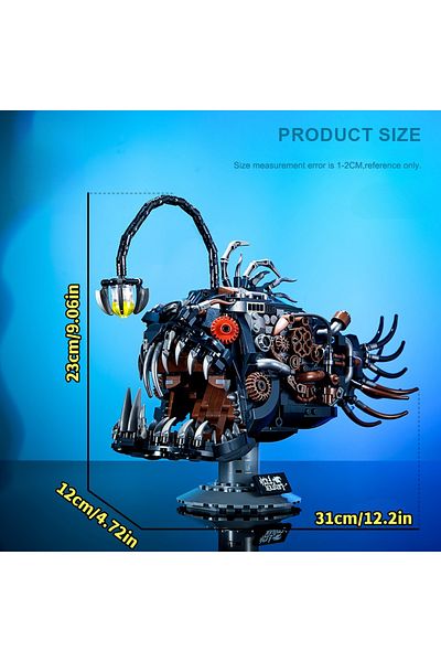 yaafun no original box 1038pcs 1038Pcs MOC Mechanical Lantern Fish Building Blocks for Children, MOC Bricks