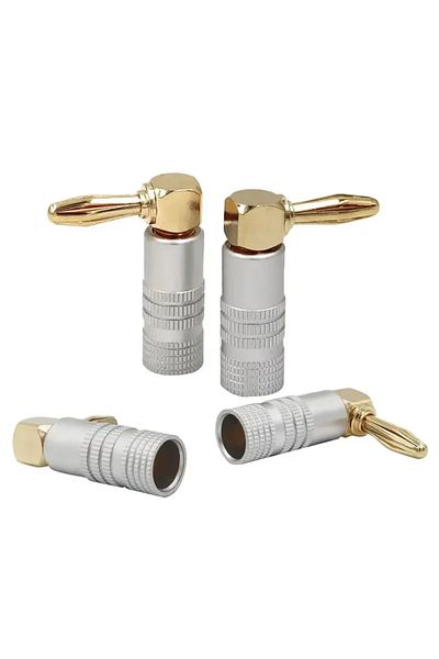 Choice 4pcs Banana Plug Right Angle 90 Degree 4mm Gold-Plated Video Speaker Adapter Audio Connector Bana...