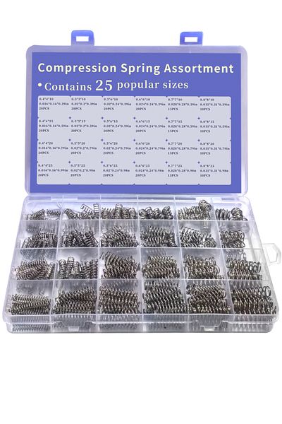 Choice 4-8mm 10mm-30mm 0.4 mm-0.8mm 420 Pieces of Compression Springs Combination Kit, 24 Different Sizes o