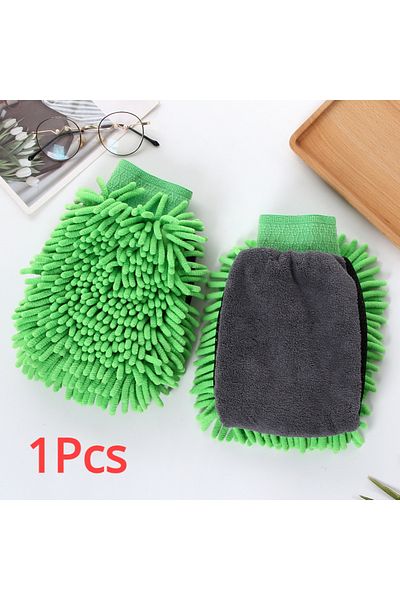 Choice Grreen Microfiber Car Wash Gloves Chenille Waterproof Mitt Soft Mesh Back Double-faced Glove Mitt Wa