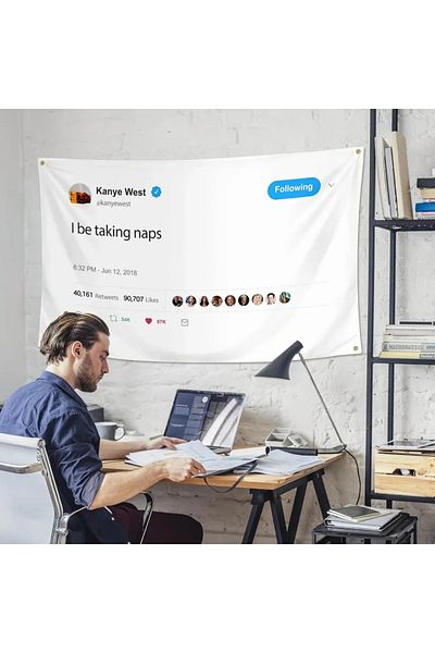 Choice 90 x 150cm Kanye Flag I Be Taking Naps 3x5 ft Tweet Quote Rapper Tapestry 90x150 4 Grommets Tapestry