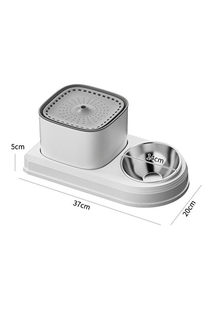 Choice 3L USB White 2in1 Cat Water Fountain Automatic Cats Drinker and Feeding Bowl 3L Recirculate Filtring