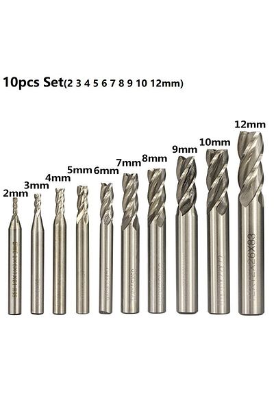 Choice 10pcs 2-12mm XCAN HSS Milling Cutter 4 Flute End Mill 10pcs 2-12mm for CNC Machine Milling Tools Rou