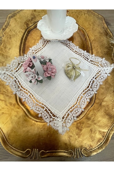 Acurmans Kahve Yanı Sunum Peçetesi 6 lı Krem gardenya Keten 20x20 cm