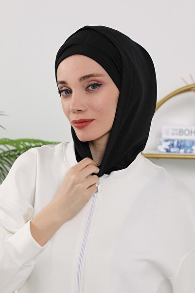 Aisha's Design Γυναικείο έτοιμο καπό με χειμερινή κουκούλα και κάλυμμα, B-87O, Μαύρο