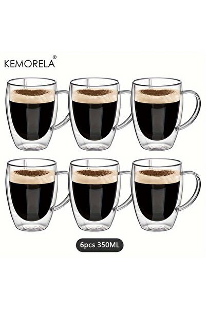 Choice 301-400 مل 6 قطع 2/4/6 قطع 350 مل كوب قهوة زجاجي مزدوج الجدار بمقبض كا...