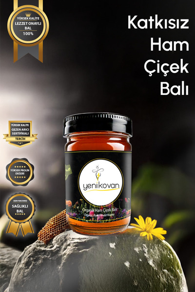 YENİKOVAN Organik Ham Çiçek Balı 950 Gr Cam Kavanoz