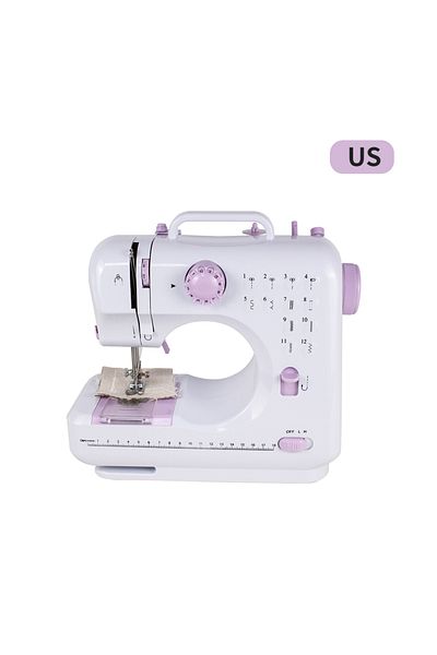 Choice US Plug Portable Mini Electric Sewing Machine for Beginners 12 Stitches Foot Pedal Night Light Speed