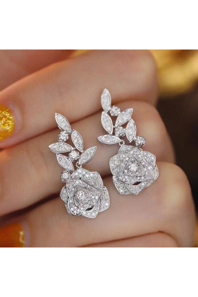 Choice كما في الصورة E3351 أقراط متدلية بتصميم زهرة رومانسية من هويتان للنساء...