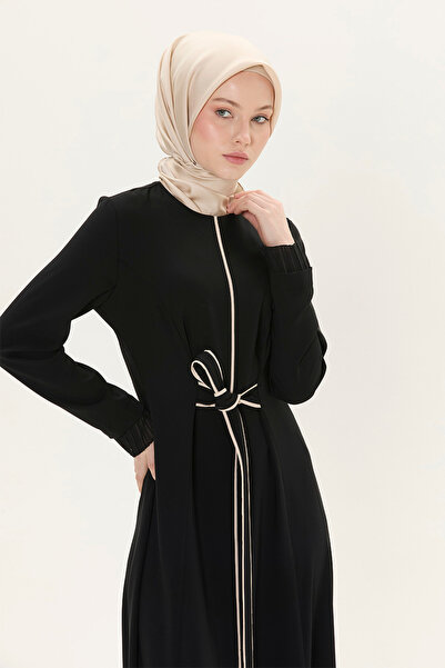 Setrms Nervürlü Kol Uçları Şifon Pilise Detaylı Elbise