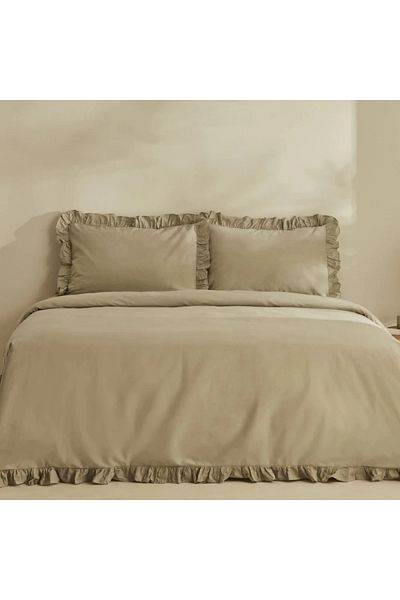 Karaca Home Pure Ruffle 100% Baumwolle King Size Bettbezug Sage