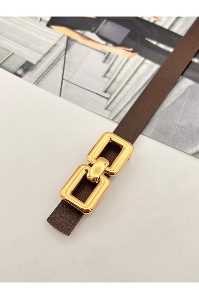 MODAM HİFA Τετράγωνη καρφίτσα χρυσή πόρπη Bitter Brown Γυναικεία ζώνη παντελονιού Ζώνη φόρεμα Ζώνη πουκάμισο Ζώνη παλτό