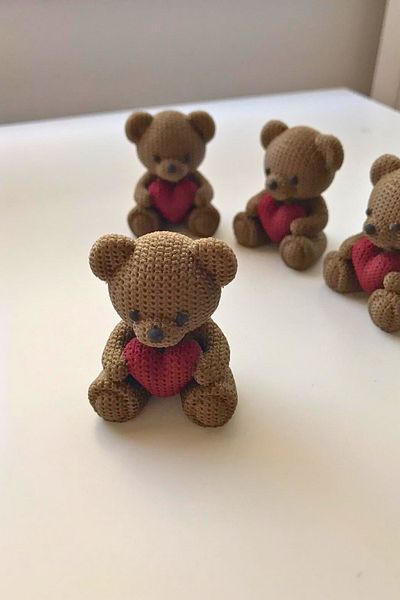 CESTOPİENO 1 Piece 5 cm Mini Heart Teddy Bear Decoration / Cake Decoration / Toy / Bioplastic
