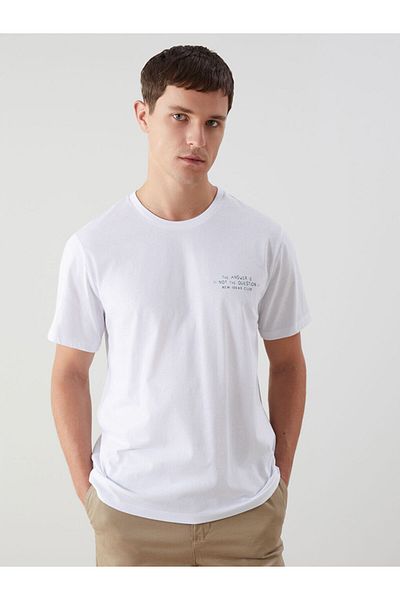 LC Waikiki Ανδρικό μπλουζάκι LCW Crew με κοντό μανίκι με εμπριμέ χτενισμένο βαμβάκι