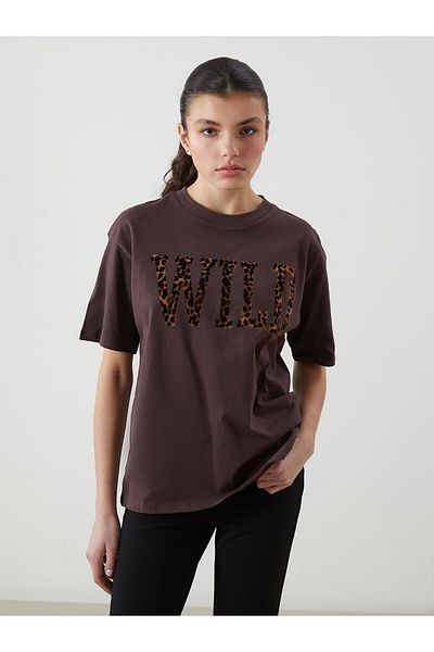 LC Waikiki Lcw Crew Neck Printed Oversize Women's T-Shirt