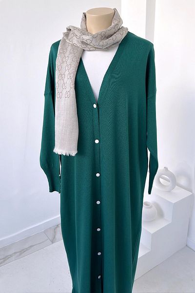 Ka Hijab Ζακέτα Mercerized με κουμπιά Maxi Length - Emerald