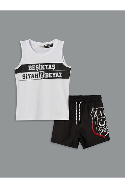 LC Waikiki Νέα σεζόν Crew Neck Besiktas Printed Boy's Singlet and Sea Sort - S5L053Z4