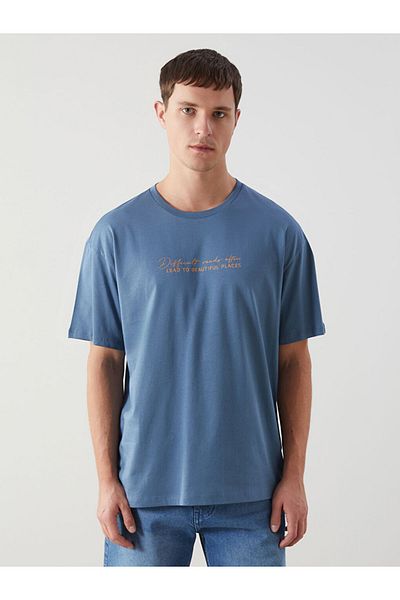 LC Waikiki New Season Crew Neck Κοντό μανίκι εμπριμέ χτενισμένο βαμβακερό ανδρικό Tisort - S5K471Z8