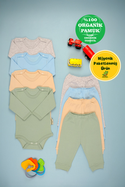 bebetospik Cotton Soft Girl - Baby Boy Long Sleeve 4-Piece Set