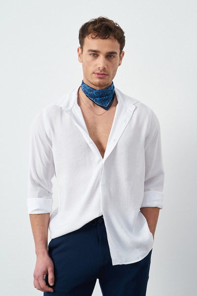 Mesfeno Ανδρικό πουκάμισο Modal με μακρύ μανίκι, χαλαρό κοψίδι