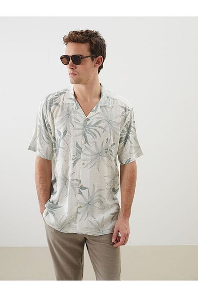 LC Waikiki Regular Fit Short Sleeve Patterned Viscose Men's Shirt
