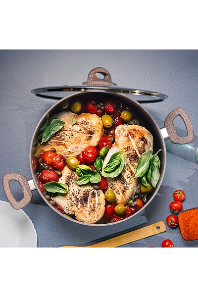 ROYALFORD 28cm Smart Granite Series Casserole with Glass Lid