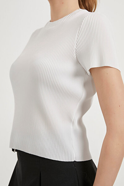 Arma Life Γυναικεία πλισέ κοντομάνικη καλοκαιρινή λευκή μπλούζα