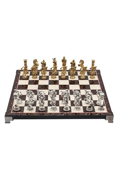 Cooper Chess 30cm Walnut Patterned Mythological Gold Discus Olympic Figure Chess Set Decorative Gift Set