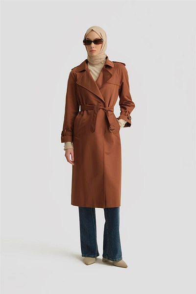 Armine Open Collar Classic Trenchcoat 24K8518 Brown