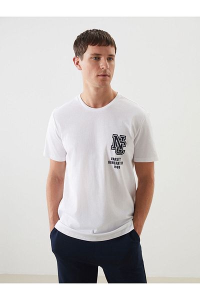 LC Waikiki New Season Crew Neck Κοντό μανίκι εμπριμέ χτενισμένο βαμβακερό ανδρικό Tisort - S5J876Z8