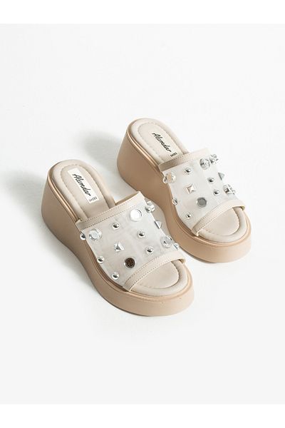 ALEMDAR AYAKKABI Γυναικείες παντόφλες LOOP Cream Mesh