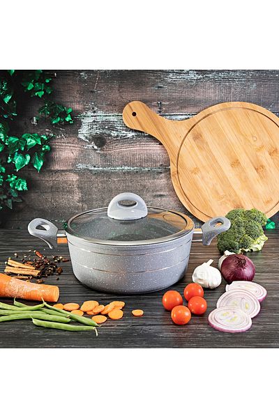 ROYALFORD 24cm Die-Cast Aluminium Casserole with Glass Lid
