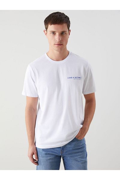 LC Waikiki Ανδρικό μπλουζάκι LCW Crew με κοντό μανίκι με εμπριμέ χτενισμένο βαμβάκι
