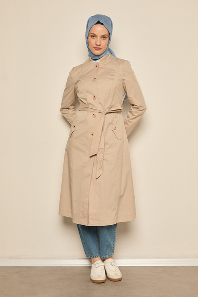 Setrms Hakim Yaka Düğmeli Kuşaklı Kap