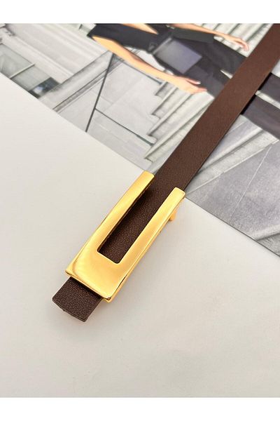 MODAM HİFA Desng Gold Buckle Bitter Brown Γυναικεία ζώνη παντελονιού Ζώνη φόρεμα Ζώνη πουκάμισο Ζώνη παλτό